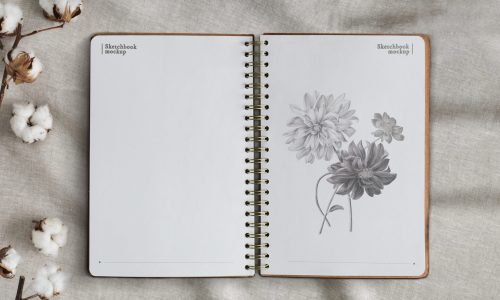 Empty notebook pages on floral background
