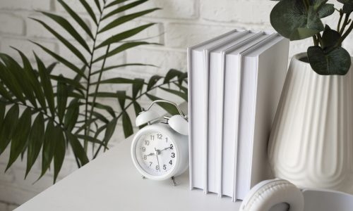 high-angle-books-headphones